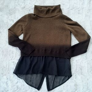 ROCK & REPUBLIC olive green black turtleneck Ribbed Warm sweater. Size Large.